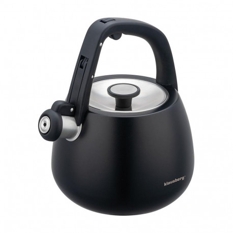 Czajnik ze stali nierdzewnej z gwizdkiem, czarny, pojemność 2,5l, klausberg, kb-7774