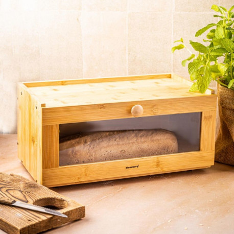 Chlebak bambusowy, akrylowy front, 40×24,5×19cm, klausberg, kb-7924