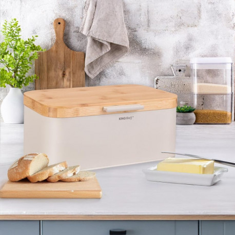 Kinghoff leivakast KH-1928 bambusest kaanega, beež