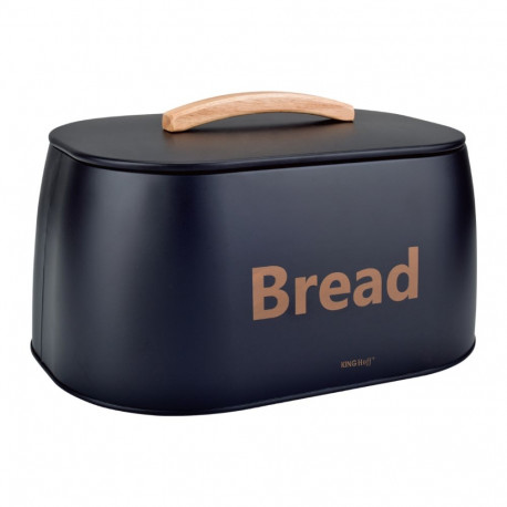 Chlebak, metalowy, drewniany uchwyt, 34x24x18,5cm, czarny, kinghoff, kh-1946