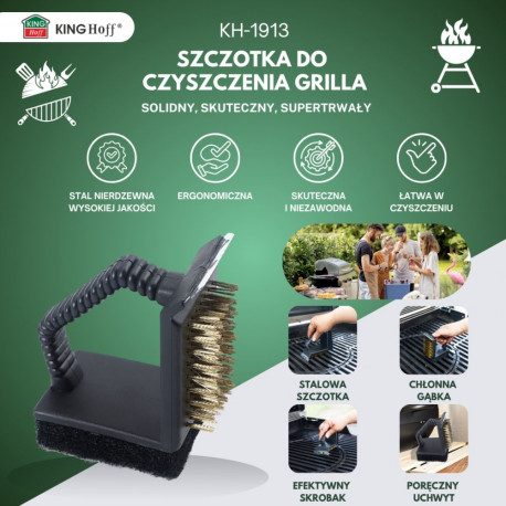 Kinghoff grilli puhastushari KH-1913 3-ühes: kaabits + käsn + hari