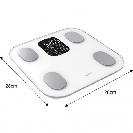 Waga łazienkowa, elektroniczna, z analizatorem składu ciała, biała, klausberg, kb-7855