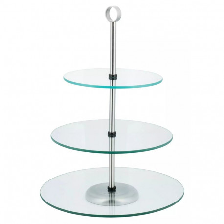 Kinghoff serveerimisalus 3-tasandiline klaas-teras 30x25x20cm