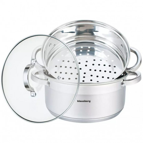 Garnek na parę stal, zestaw 3 elementy śr.24cm klausberg