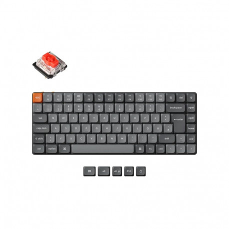 K3 Max (grau/orange, DE-Layout, Gateron Low Profile 2.0 Mechanical Red, Hot-Swap, Aluminiumrahmen, R
