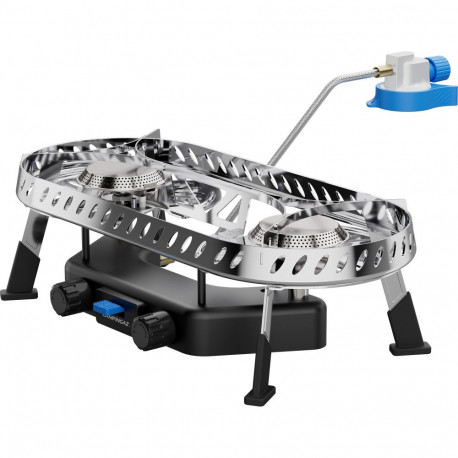 Campingkocher Camp & Trek Twin Connect (silber/schwarz, 2 Kochfelder 2x 2 kW, für CV470 Plus)