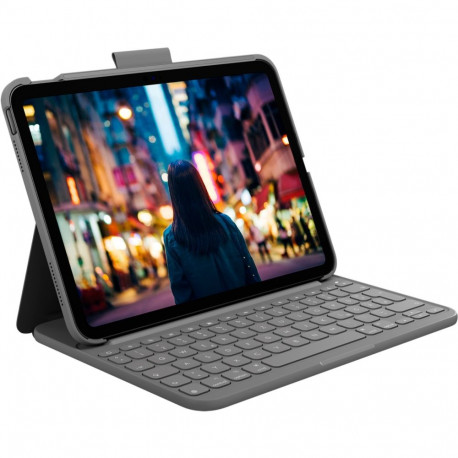 Klaviatuurümbris Slim Folio iPad 10. põlvkonnale saksa paigutusega kääriklahvidega, must
