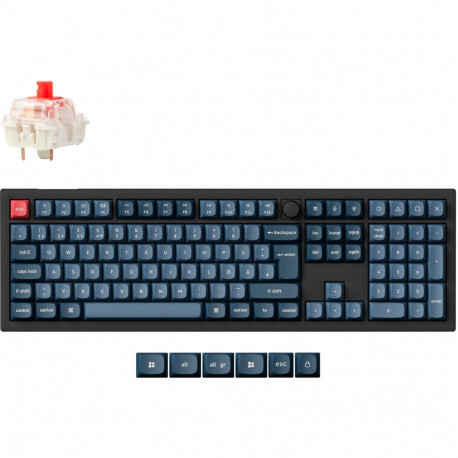V6 Max (schwarz/blaugrau, DE-Layout, Gateron Jupiter Red, Hot-Swap, RGB)