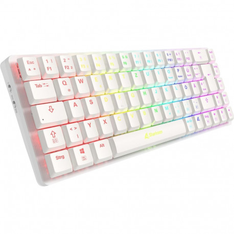 PureWriter klaviatuur W65 DE-paigutus Kailh Choc V2 madala profiiliga punased lülitused, valge