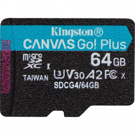 Canvas Go! Plus microSDXC mälukaart 64GB UHS-I U3 Class 10 V30 A2, must