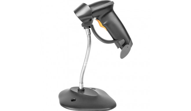 2D Bluetooth Barcode Scanner (schwarz, Akkubetrieb, mit Halterung, QR-Code kompatibel)
