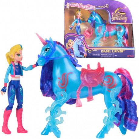 Unicorn Academy - Isabel und Einhorn River (mit echter Mähne und Schweif sowie Bürste)