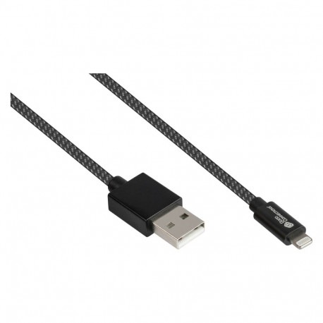 "GoodConnections USB-A 2.0 > Lightning (ST-ST) 0,5m Ladekabel Textilmantel 12W Schwarz"