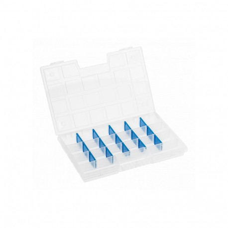 Hogert HT7G022 Storage Organizer, 290x195x35mm, 15 dividers, 22 compartments, PP, transparent lid