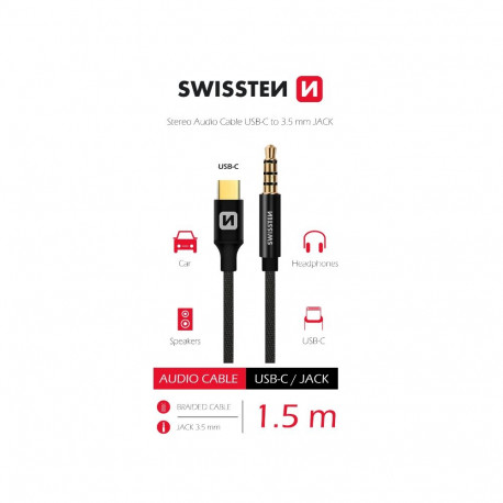 Swissten Textile Audio Adapter USB-C / 3.5 mm / 1.5m