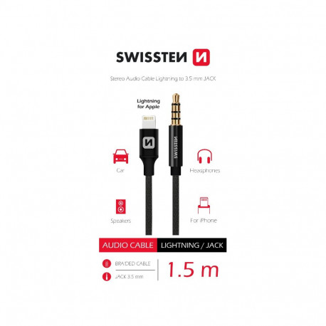 Swissten Textile Audio Adapter Lightning / 3,5 mm / 1.5m
