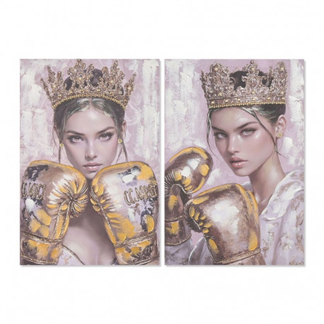 Kangas Home ESPRIT Roosa Kuldne Poksikindad 60 x 3 x 90 cm (2 Ühikut)