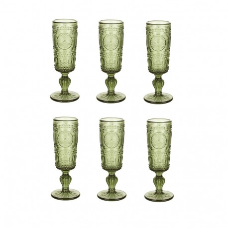 Set of cups Home ESPRIT Green Crystal 135 ml (6 Units)