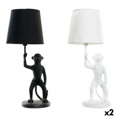 Desk lamp DKD Home Decor White Black Polyester Metal Resin 25W 220 V Monkey (2 pcs) (20 x 20 x 45 cm