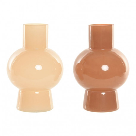 Vaas Home ESPRIT Kreemikas Terrakota Kristall 15 x 15 x 24 cm (2 Ühikut)