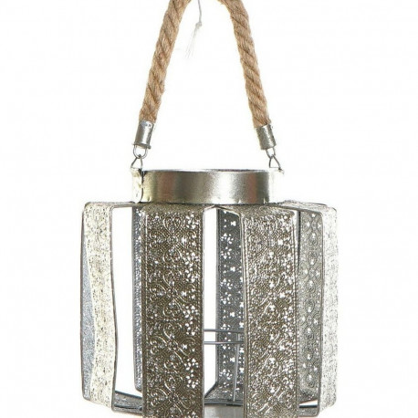 Kandelaaber DKD Home Decor 21 x 21 x 23 cm Hõbedane Metall Köis Araablane