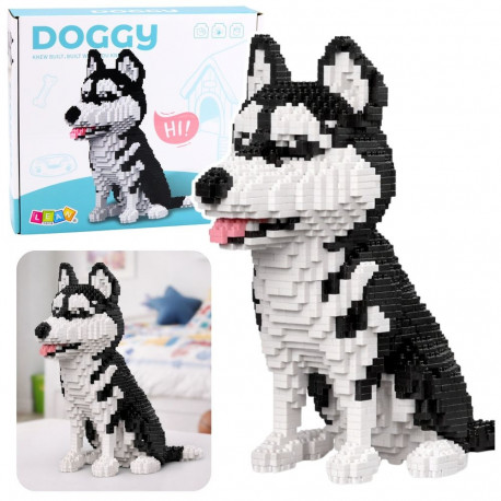 Konstruktor Husky koera 3D figuur 1900-osaline, valge-must