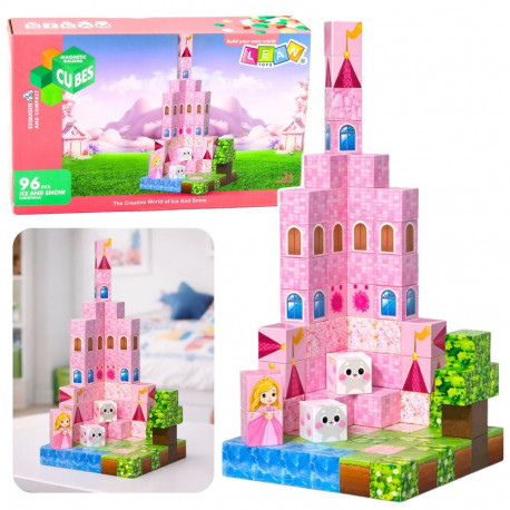 Magnetilised konstruktorklotsid pikselkuubikud printsessi loss 96 osa