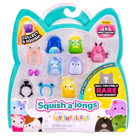 SQUISHMALLOWS SQUISH-A-LONGS minifiguuride komplekt, 8 tk, 2,5 cm