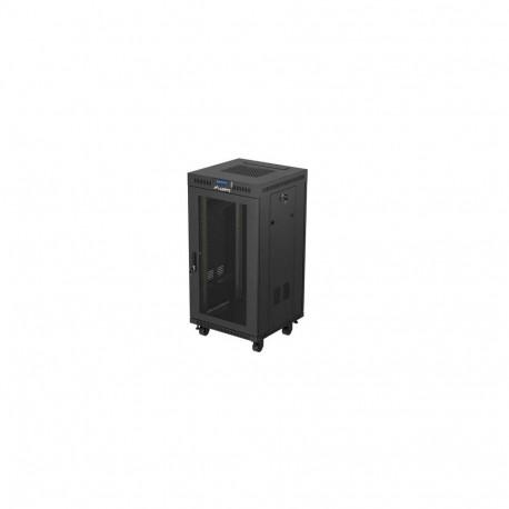 RACK CABINET 19" FREE-STANDING 22U/600X600 (FLAT PACK) WITH MESH DOOR LCD BLACK LANBERG V2