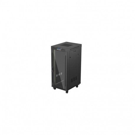 RACK CABINET 19" FREE-STANDING 27U/600X800 (FLAT PACK) WITH GLASS DOOR LCD BLACK LANBERG V2