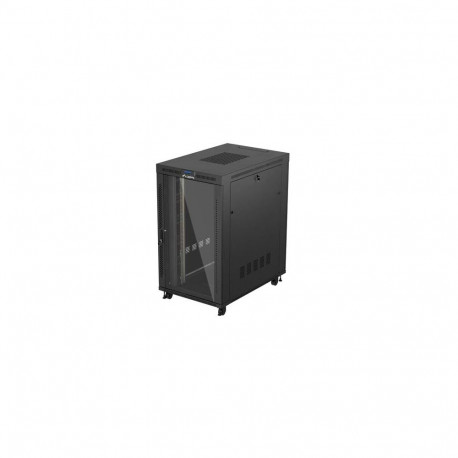 RACK CABINET 19" FREE-STANDING 27U/800X1200 (FLAT PACK) WITH GLASS DOOR LCD BLACK LANBERG