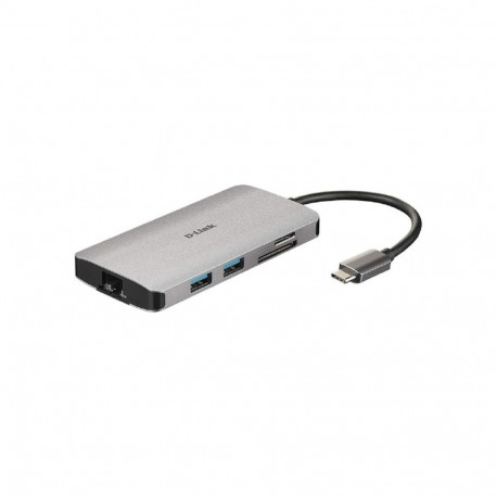 D-Link DUB-M810 8 - In - 1 USB - C Hub, docking station (grey, HDMI, USB-C PD, RJ-45)