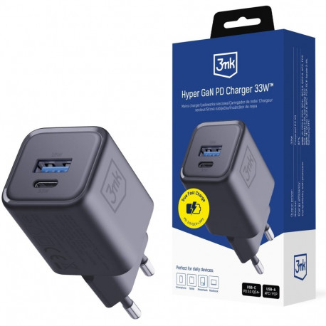 3mk laadija Hyper PD 33W GaN QC4+, must