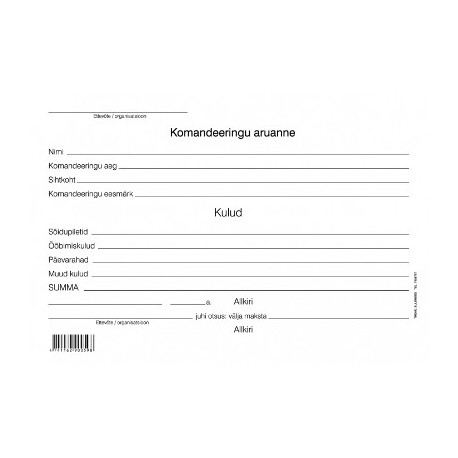 Komandeeringu aruanne A5, laiuti (100lehte)