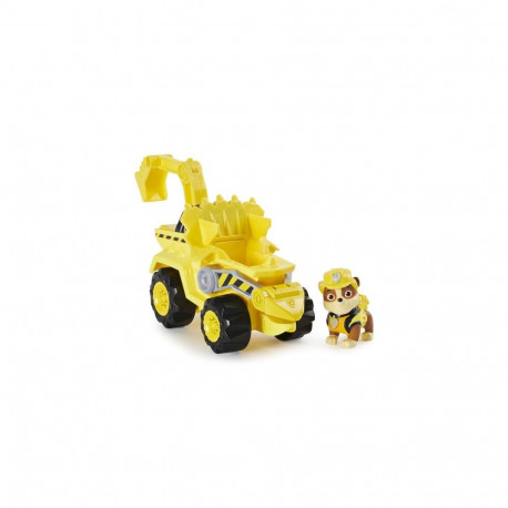 PAW Patrol , Dino Rescue Rubble’s Deluxe Rev Up Vehicle with Mystery Dinosaur Figure