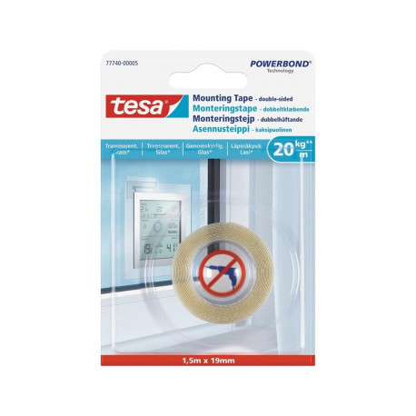 TAPE DOUBLE-SIDE 1.5MX19MM TRANS FOR WIN