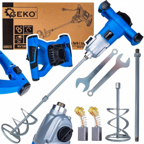 Geko electric mixer G80212, 1600W, 230V, 2 speeds, 240-500 RPM, 380-850 RPM, M14 thread, 60cm, 14cm,