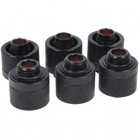 Alphacool HF 16/10 Screw-in fitting G1/4 - Deep Black Sixpack, black connection, for soft tubing (PV