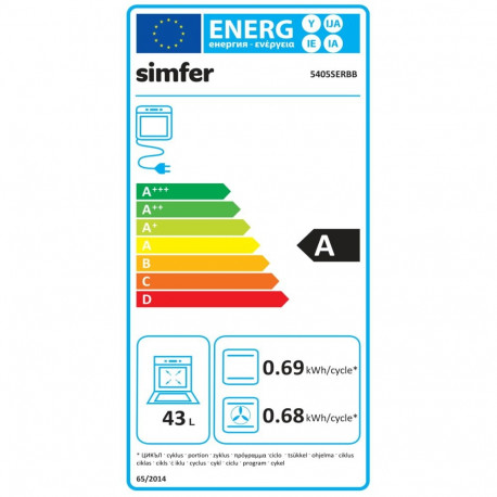 Simfer pliit 5405SERBB, gaaspliidiplaat, elektriahi, elektrooniline süüde, energiaklass A, 43L, laiu
