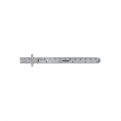 Truper stainless steel pocket ruler 15cm, metric/inch