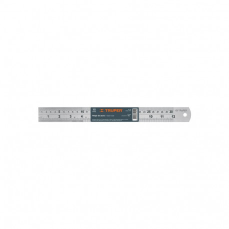 Truper stainless steel ruler 30cm, metric/inch