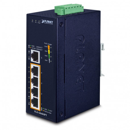 PLANET võrgulüliti tööstuslik 5-port gigabit koos 4-port 802.3at