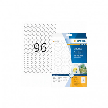 "HERMA Etiketten A4 weiß 20 mm rund ablösb. Papier 2400 St."