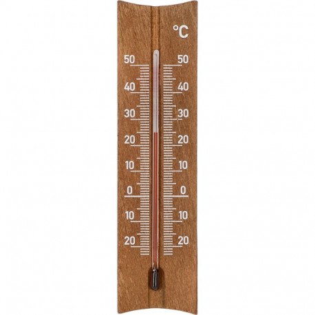 Bioterm room thermometer 010202, -20°C to +50°C, 15cm, wooden, white scale, brown frame, hanging