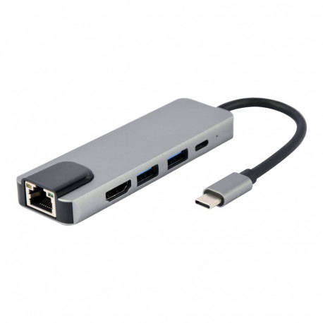 Gembird multiport-adapter A-CM-COMBO5-04 USB Type-C 5in1 HDMI PD LAN
