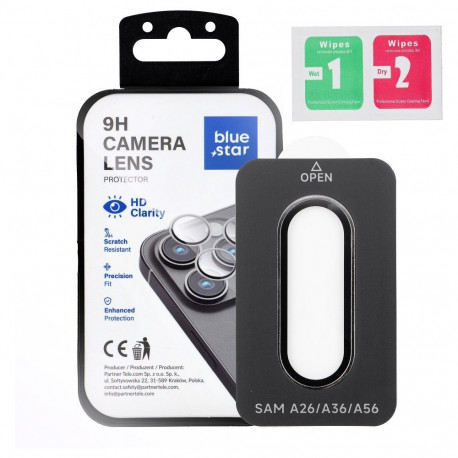 Tempered Glass for Rear Camera Lens for Samsung A56 Blue Star Easy Install black