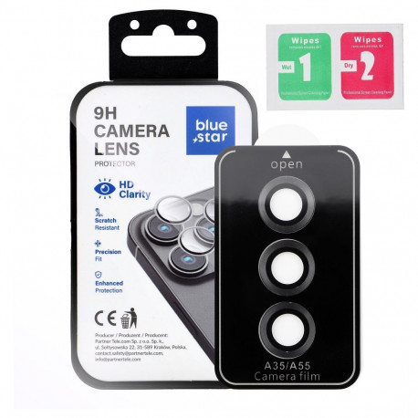 Camera Lens Protector BLUE STAR Easy Install for SAMSUNG A55 black