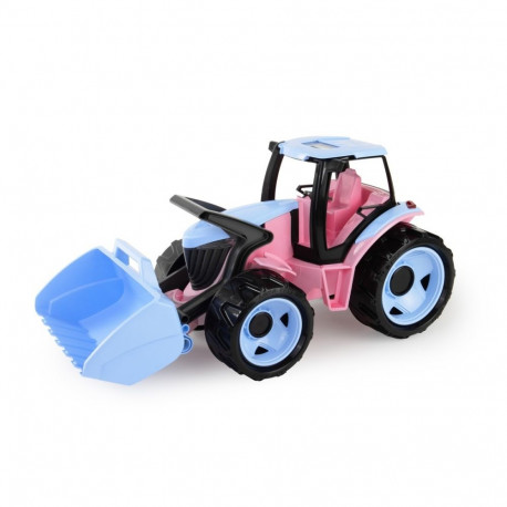 Pojazd traktor z łyżką w pudełku 62 cm, różowy