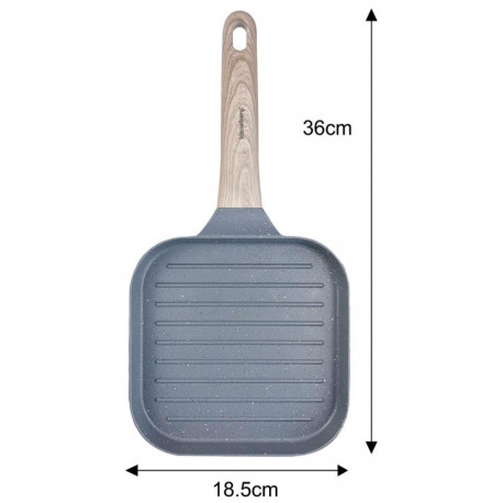 Klausberg grillpann kb-7811 mittenakkuva kattega puidutaolise käepidemega 36x18,5x2,5cm, hall