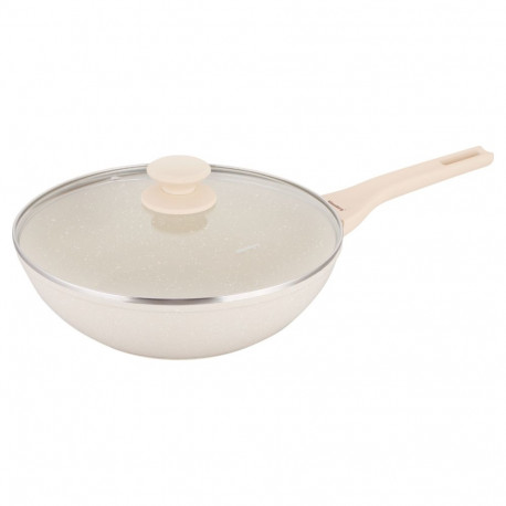 Klausberg wok-pann kb-7991 marmorkattega kaanega 28cm, kreemjas